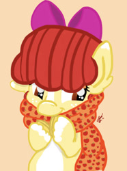 Size: 640x858 | Tagged: safe, artist:pastelmermaidgirl, derpibooru import, apple bloom, clothes, female, filly, scarf, solo