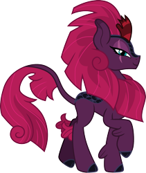 Size: 1265x1500 | Tagged: safe, artist:cloudyglow, tempest shadow, kirin, sounds of silence, broken horn, eye scar, female, horn, kirin tempest shadow, kirin-ified, quadrupedal, scar, simple background, smiling, solo, species swap, transparent background, vector