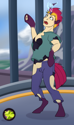 Size: 1322x2242 | Tagged: safe, artist:acesential, artist:tf-sential, tempest shadow, human, pony, unicorn, broken horn, clothes, female, horn, human to pony, male, scar, solo, species swap, transformation, underhoof
