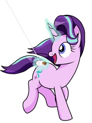 Size: 768x1024 | Tagged: safe, artist:windy breeze, derpibooru import, starlight glimmer, pony, unicorn, cute, female, galloping, glimmerbetes, happy, kite, magic, mare, running, simple background, solo, that pony sure does love kites, white background