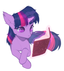 Size: 1776x1964 | Tagged: safe, artist:sannoe, derpibooru import, twilight sparkle, pony, book, colored pupils, lying down, magic, prone, reading, simple background, solo, telekinesis, transparent background