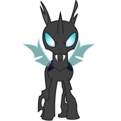 Size: 894x894 | Tagged: source needed, safe, derpibooru import, oc, oc:squish, changeling, insect, fangs, looking at you, reverse search not found, simple background