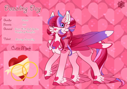 Size: 3500x2454 | Tagged: safe, artist:nobleclay, derpibooru import, oc, oc:dazzling day, alicorn, pony, colored wings, feathered fetlocks, female, mare, multicolored wings, reference sheet, solo, tail feathers, wings