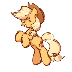 Size: 1000x1000 | Tagged: safe, artist:fluttershyes, derpibooru import, applejack, earth pony, pony, cute, eyes closed, female, jackabetes, mare, profile, rearing, smiling, solo