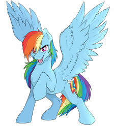 Size: 2100x2340 | Tagged: safe, artist:not-ordinary-pony, derpibooru exclusive, rainbow dash, pegasus, pony, female, high res, mare, simple background, smiling, solo, spread wings, transparent background, wings