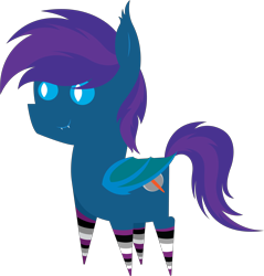 Size: 5795x6073 | Tagged: safe, artist:tikibat, derpibooru exclusive, derpibooru import, oc, oc only, oc:stardust, oc:stardust(cosmiceclipse), bat pony, pony, absurd resolution, bat pony oc, bat wings, clothes, ear fluff, ears, fangs, male, membranous wings, pointy ponies, simple background, slit eyes, smiling, socks, solo, stallion, striped socks, transparent background, wings