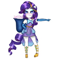 Size: 1080x1080 | Tagged: safe, alternate version, artist:_jytte.draw_, derpibooru import, rarity, better together, equestria girls, forgotten friendship, background removed, bedroom eyes, blushing, clothes, dress, ethereal mane, evening gloves, eyelashes, gloves, hand on hip, long gloves, pointing, signature, simple background, smiling, solo, starry mane, super ponied up, white background