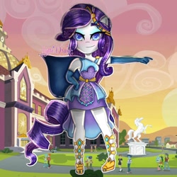 Size: 1080x1080 | Tagged: safe, artist:_jytte.draw_, derpibooru import, rarity, better together, equestria girls, forgotten friendship, background removed, bedroom eyes, blushing, clothes, dress, ethereal mane, evening gloves, eyelashes, gloves, hand on hip, long gloves, pointing, signature, smiling, solo, starry mane, super ponied up