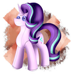 Size: 1316x1316 | Tagged: safe, artist:thebenalpha, derpibooru import, starlight glimmer, pony, unicorn, button eyes, female, mare, plushie, plushification, simple background, solo, transparent background