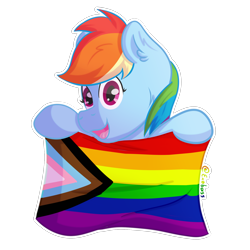 Size: 1800x1800 | Tagged: safe, artist:exobass, derpibooru import, rainbow dash, pegasus, pony, commission, female, holding, mare, pride, pride flag, pride month, rainbow flag, solo, ych example, ych result, your character here