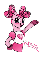 Size: 1080x1596 | Tagged: safe, artist:jvartes6112, derpibooru import, pinkie pie, earth pony, pony, blushing, bust, clothes, crossover, eyelashes, female, fusion, heart eyes, mare, open mouth, seems legit, simple background, smiling, spinel (steven universe), steven universe, transparent background, underhoof, wingding eyes