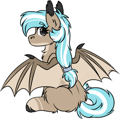 Size: 576x558 | Tagged: safe, artist:rokosmith26, derpibooru import, oc, oc only, bat pony, pony, back, bat pony oc, bat wings, chest fluff, chibi, coat markings, cute, ear fluff, ears, female, fluffy, hairband, looking back, mare, nostrils, rear view, simple background, sitting, solo, spread wings, tail band, tailband, transparent background, unshorn fetlocks, wings