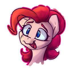 Size: 1500x1500 | Tagged: safe, artist:packy paca, derpibooru import, pinkie pie, pony, bust, simple background, smiling, solo, transparent background