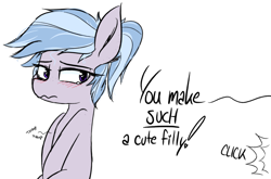 Size: 1223x805 | Tagged: safe, artist:pinkberry, oc, oc only, oc:winter azure, earth pony, pony, blushing, camera flash, camera flashes, colored, colored sketch, colt, drawpile, femboy, freckles, girly, heart pounding, heartbeat, male, ponytail, sketch, speech, talking, teary eyes, text, trap