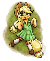 Size: 1043x1280 | Tagged: safe, artist:king-kakapo, derpibooru import, applejack, earth pony, pony, /mlp/, :p, applejack's hat, blushing, clothes, cowboy hat, cute, dress, female, hat, jackabetes, lying down, lying on the ground, mare, on back, shoes, socks, solo, stetson, tongue, tongue out
