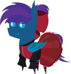 Size: 5795x6073 | Tagged: safe, artist:tikibat, derpibooru exclusive, derpibooru import, oc, oc only, oc:stardust, oc:stardust(cosmiceclipse), bat pony, pony, bat pony oc, bat wings, bow, clothes, crossdressing, dress, ear fluff, ears, fangs, hair bow, male, membranous wings, simple background, slit eyes, socks, solo, stallion, striped socks, transparent background, wings