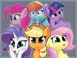 Size: 1884x1432 | Tagged: safe, artist:anti1mozg, derpibooru import, applejack, fluttershy, pinkie pie, rainbow dash, rarity, twilight sparkle, twilight sparkle (alicorn), alicorn, earth pony, pegasus, pony, unicorn, :p, bust, cheek squish, chest fluff, cute, dashabetes, diapinkes, ear fluff, ears, expressions, female, floppy ears, grin, jackabetes, mane six, mare, open mouth, portrait, raribetes, shyabetes, smiling, squishy cheeks, starry eyes, tongue, tongue out, twiabetes, varying degrees of want, wingding eyes