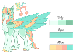 Size: 1651x1158 | Tagged: safe, artist:nobleclay, derpibooru import, oc, oc:gentle tone, pegasus, pony, colored wings, feathered fetlocks, female, mare, multicolored wings, reference sheet, solo, wings