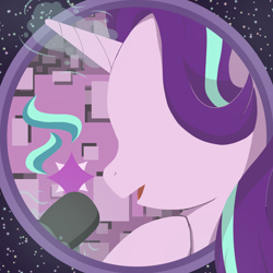 Size: 5000x5000 | Tagged: safe, artist:闪电_lightning, derpibooru import, starlight glimmer, pony, unicorn, bust, cutie mark background, glowing horn, horn, no eyes, open mouth, portrait, profile