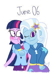 Size: 2000x2647 | Tagged: safe, artist:ktd1993, derpibooru import, trixie, twilight sparkle, equestria girls, female, lesbian, shipping, twixie