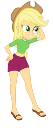 Size: 1280x3079 | Tagged: safe, artist:gmaplay, derpibooru import, applejack, equestria girls, applejack's hat, clothes, cowboy hat, female, hat, sandals, simple background, solo, swimsuit, teeth, transparent background, vector