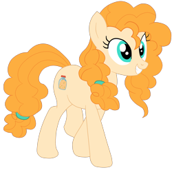 Size: 2970x2932 | Tagged: safe, artist:gmaplay, derpibooru import, pear butter, earth pony, pony, the perfect pear, female, grin, mare, simple background, smiling, solo, transparent background