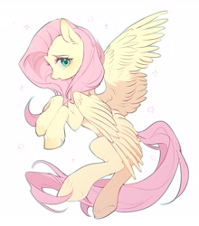 Size: 3053x3474 | Tagged: safe, artist:leafywind, derpibooru import, fluttershy, pegasus, pony, cute, female, high res, mare, profile, shyabetes, simple background, solo, sparkles, spread wings, unshorn fetlocks, white background, wings