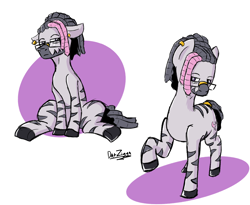 Size: 3218x2645 | Tagged: safe, artist:datzigga, derpibooru import, oc, oc only, oc:dizzy, zebra, glasses, high res, male, piercing, sitting, solo, stallion, zebra oc