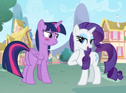 Size: 1161x854 | Tagged: safe, artist:andoanimalia, artist:moongazeponies, derpibooru import, rarity, twilight sparkle, twilight sparkle (alicorn), alicorn, blushing, female, ibispaint x, lesbian, pride month, rarilight, shipping, vector