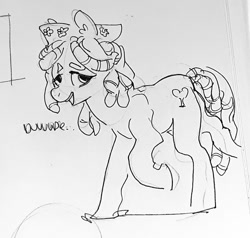 Size: 1024x973 | Tagged: safe, artist:alumx, derpibooru import, tree hugger, earth pony, pony, female, mare, monochrome, pencil drawing, photo, sketch, solo, traditional art