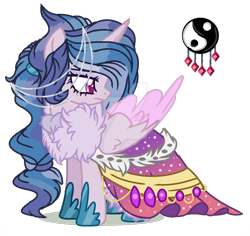 Size: 1280x1209 | Tagged: safe, artist:venomous-cookietwt, derpibooru import, oc, alicorn, pony, clothes, deviantart watermark, dress, female, mare, obtrusive watermark, offspring, parent:king sombra, parent:princess celestia, parents:celestibra, simple background, solo, transparent background, watermark