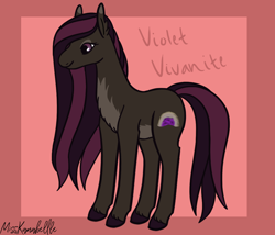 Size: 1750x1500 | Tagged: safe, artist:misskanabelle, derpibooru import, oc, oc only, oc:violet vivanite, earth pony, pony, abstract background, colored hooves, earth pony oc, female, mare, offspring, parent:maud pie, parent:mud briar, parents:maudbriar, signature, solo