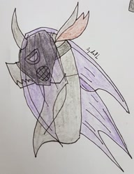 Size: 1778x2310 | Tagged: safe, artist:agdapl, derpibooru import, changeling, bust, changelingified, crossover, gas mask, mask, pyro, signature, solo, species swap, team fortress 2, traditional art