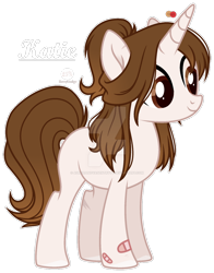 Size: 900x1147 | Tagged: safe, artist:auroranovasentry, derpibooru import, oc, oc:katie berries, pony, unicorn, bandaid, deviantart watermark, female, mare, obtrusive watermark, simple background, solo, transparent background, watermark