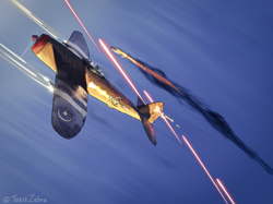 Size: 2048x1534 | Tagged: artist needed, safe, derpibooru import, oc, oc:duk, action, cool, flying, p-47 thunderbolt, painting, plane, shot down, solo