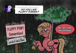 Size: 1280x892 | Tagged: safe, artist:ladyanidraws, derpibooru import, oc, oc:pun, pony, ask, ask pun, solo, teary eyes, umbrella