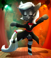 Size: 1810x2080 | Tagged: safe, artist:mjsw, derpibooru import, oc, oc only, earth pony, pony, clothes, dancing, female, lineless, mare, projector, scene, smiling, solo