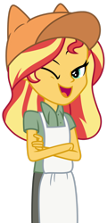 Size: 1024x2127 | Tagged: safe, artist:emeraldblast63, derpibooru import, sunset shimmer, equestria girls, clothes, female, looking at you, one eye closed, open mouth, open smile, purrito, smiling, smiling at you, solo, uniform, we bare bears, wink