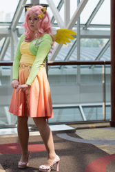 Size: 1000x1500 | Tagged: safe, artist:striderian, derpibooru import, fluttershy, human, clothes, cosplay, costume, high heels, irl, irl human, otakon, otakon 2014, photo, shoes