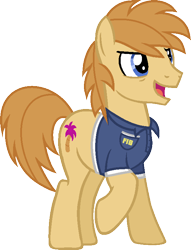 Size: 584x765 | Tagged: safe, artist:pegasski, derpibooru import, oc, oc only, earth pony, pony, base used, clothes, earth pony oc, male, open mouth, open smile, raised hoof, raised leg, smiling, solo, stallion
