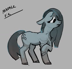 Size: 1096x1046 | Tagged: safe, artist:alumx, derpibooru import, marble pie, earth pony, pony, ears, female, floppy ears, gray background, mare, simple background