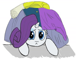 Size: 1600x1271 | Tagged: safe, artist:pegapone, derpibooru import, rarity, pony, unicorn, clothes, eyeshadow, frown, horn, makeup, pouting, sad, solo, stressed