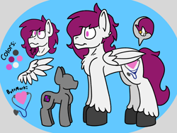 Size: 2976x2232 | Tagged: safe, artist:drheartdoodles, derpibooru import, oc, oc:dr.heart, pegasus, pony, background pony, chest fluff, clydesdale, dock, dock piercing, fluffy, male, piercing, reference sheet, size difference, smiling, stallion