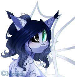 Size: 2405x2493 | Tagged: safe, artist:mediasmile666, derpibooru import, oc, oc only, pony, bust, coat markings, eye clipping through hair, high res, solo