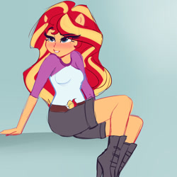 Size: 1280x1280 | Tagged: safe, artist:xjenn9, derpibooru import, sunset shimmer, equestria girls, boots, female, high heel boots, ponied up, pony ears, shoes, sketch, solo