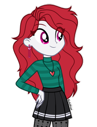 Size: 1448x1888 | Tagged: safe, artist:skyfallfrost, derpibooru import, oc, oc:angel heart, equestria girls, clothes, female, simple background, skirt, solo, sweater, transparent background