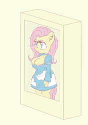 Size: 724x1024 | Tagged: safe, artist:snus-kun, derpibooru import, fluttershy, anthro, pegasus, big breasts, breasts, cleavage, clothes, digital art, doll, dress, female, hootershy, solo, solo female, tail, thighs, toy, wide hips