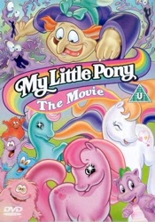 Size: 332x475 | Tagged: safe, derpibooru import, hydia, spike (g1), bushwoolie, dragon, human, pony, g1, g2, my little pony: the movie (g1), dvd cover, smooze (g1), united kingdom