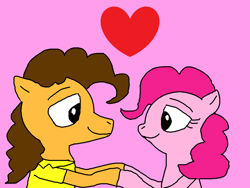 Size: 2000x1500 | Tagged: safe, artist:blazewing, derpibooru import, cheese sandwich, pinkie pie, earth pony, atg 2021, canon couple, cheesepie, colored background, couple, drawpile, duo, female, heart, holding hooves, love, loving gaze, male, newbie artist training grounds, shipping, straight