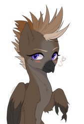 Size: 1470x2181 | Tagged: safe, artist:sannoe, derpibooru import, oc, oc only, oc:aeto, classical hippogriff, hippogriff, blushing, bust, female, heart eyes, hippogriff oc, looking at you, palindrome get, portrait, simple background, smiling, smiling at you, solo, transparent background, wingding eyes